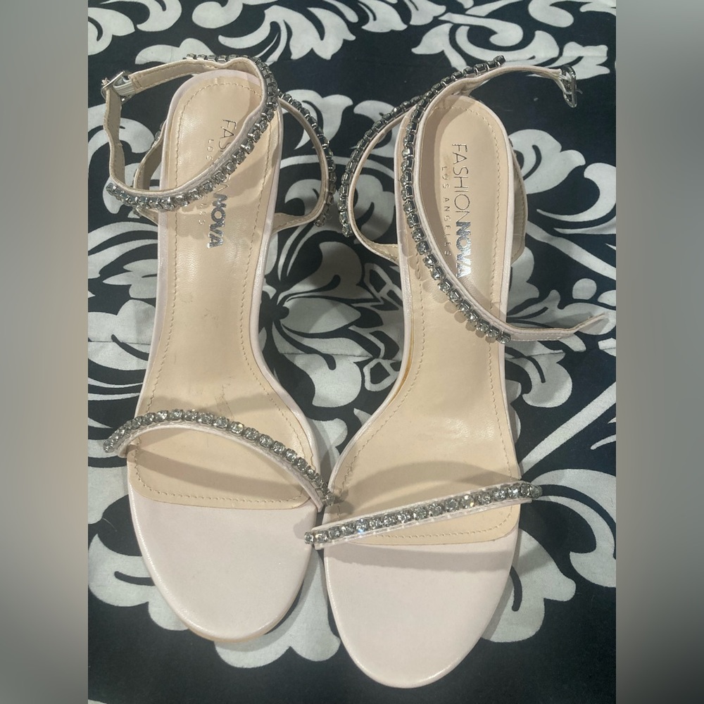 Fashion Nova You Just Don’t Rhinestone Heels Nude